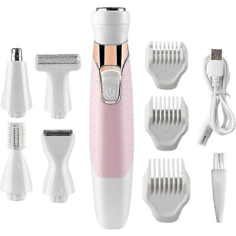 Tondeuse bikini pour femmes, rasoir électrique 5 en 1, épilateur rechargeable, rasoir indolore pour le maillot, le nez, les aisselles, les sourcils et le visage. (1/4)