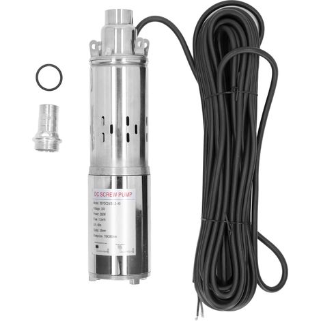 Pompe solaire immergée 40m de hauteur moteur tout cuivre puits profond vis sans fin DC 24V 260W (1/5)
