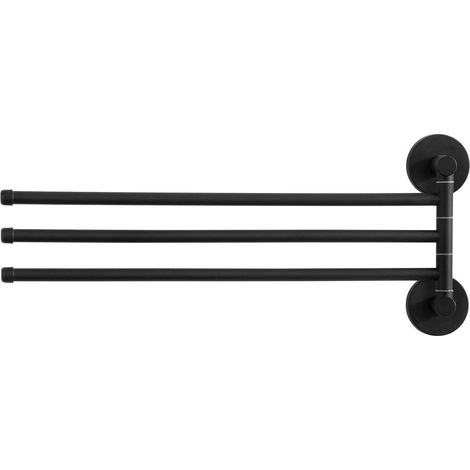 Handtuchhalter schwenkbar 40cm, Edelstahl, Bohren oder Kleben, Schwarz (1/5)
