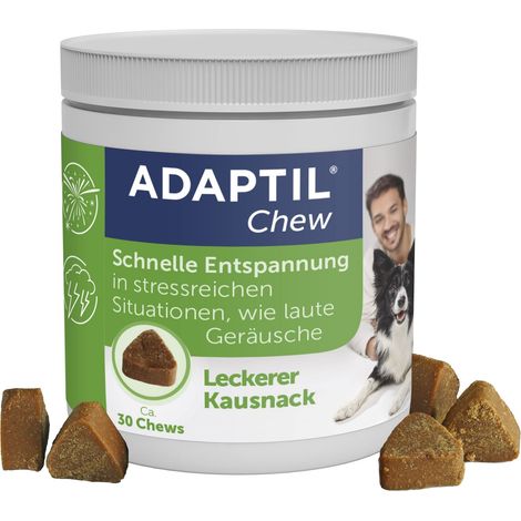 ADAPTIL Chew per cani  Mangime complementare per cani calmi e rilassati  Rilassamento rapido in situazioni stressanti  con ingredienti naturali  30 pezzi (1/5)
