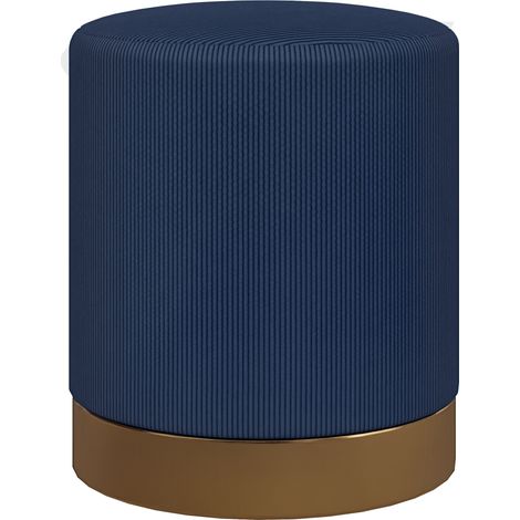 Dark Blue Soft Padded Corduroy Footstool for Comfortable Home Décor and Relaxation (1/5)