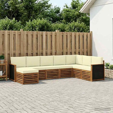 vidaXL Ensemble de canapés d'extérieur 6 pc Naturel et Crème (1/5)