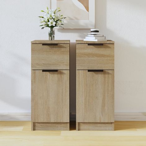 Lot de 2 Buffets Vintages,Enfilades Chêne Sonoma 30x30x70 cm Bois d'ingénierie -TZ76681 (1/5)
