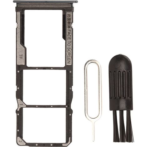 Porte-carte SIM de rechange avec tiroir pour carte mémoire, broche d'éjection et pinceau pour Xiaomi Redmi Note 9 gris (1/5)
