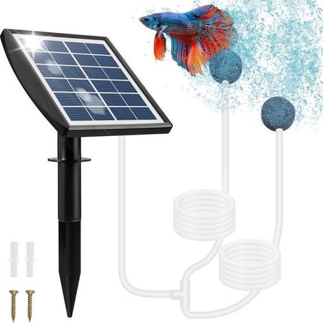 Pompe Bassin Solaire avec Batterie 2200mAh - Aérateur solaire pour bassins - Blanc (1/4)