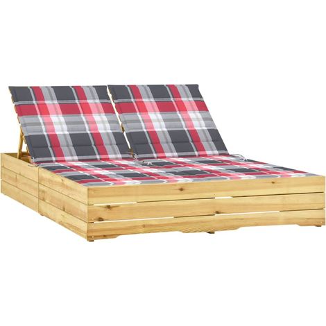 Chaise longue double avec coussins Bois de pin imprégné (1/5)