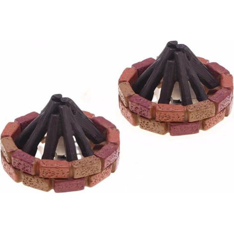 Campfire Ornament - Led Miniature Fire Pit - For Micro Landscape Christmas Scene Home Decoration - 5.5 X 3.5 Cm - 1 Piece (1/5)