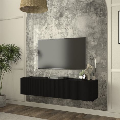 TV-Lowboard hängend Verpsboga 135x32x30 cm Schwarz [en.casa]