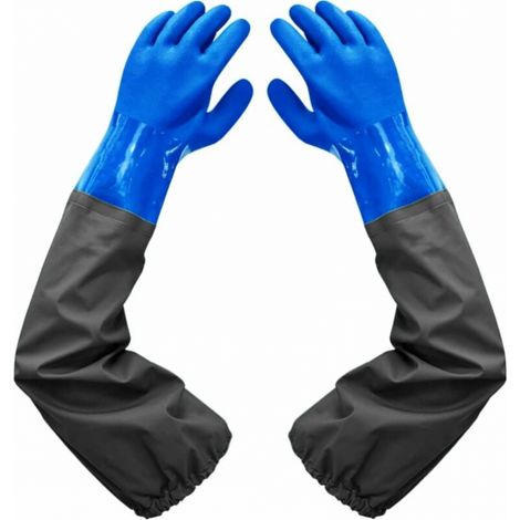 Dépolie Étanche Gants-Gants de Nettoyage D'étang, 26 inch Doublure Floquante Poignets Élastiques, Pour Industrie chimique Agriculture Pêche Construction