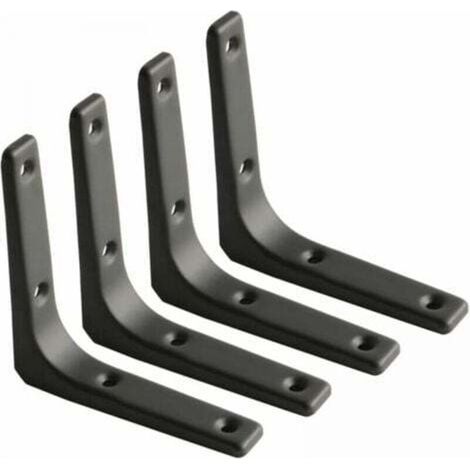 Supports d'étagère murale, supports métalliques noir mat, supports décoratifs pour étagère de cuisine, supports robustes, 200 x 150 mm, 4 pièces (1/4)