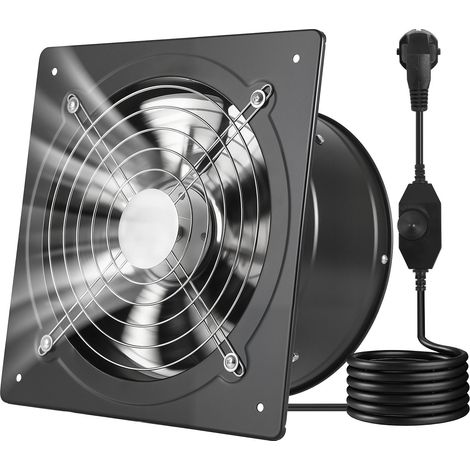 Ventilateur Extraction Mural 25,4 cm Ventilateur Extracteur 1678 m³/h Extracteur d'Air pour Grenier, Garage, Sous-sol, Atelier, Cuisine, Faible Consommation 50 W, avec Variateur de Vitesse, Noir (1/5)
