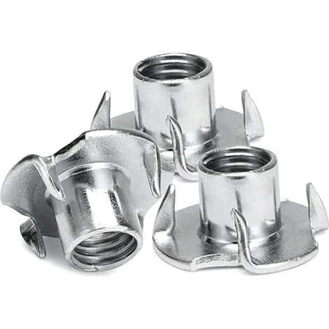 100pcs Écrous à Griffes M6, T 4 Griffes Inserts Entraînement, Inserts pour Meubles et Bois (1/5)