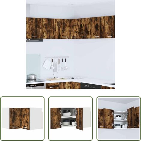 Holzschrank -  Hängeschrank Geräucherte Eiche und Weiß 57 x 57 x 40 cm (1/5)