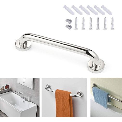 Barre d'appui murale longueur 30 cm avec poignée antidérapante et vis incluses pour salle de bain douche WC cuisine escaliers et placards (1/5)