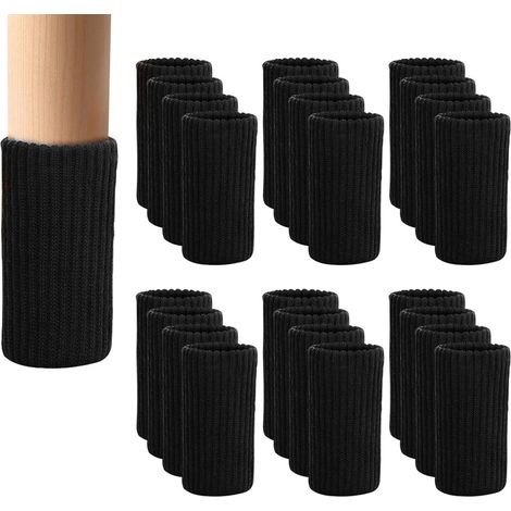 【YD】24 Chaussettes de meubles - Chaussettes de chaise - Chaussettes de meubles noires - Patins de protection pour pieds de chaise - Patins en feutre pour pieds de chaise (1/5)