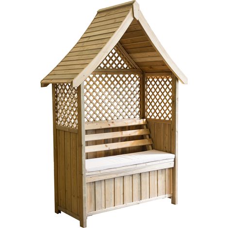 Zest Norfolk Arbour Wooden Garden Seat & Storage Box & Stone Seat Pad Cushion (1/5)