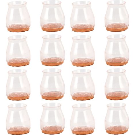 Lot de 16 protections transparentes pour pieds de chaise – Rond format moyen – Antidérapantes et anti-bruit (1/5)