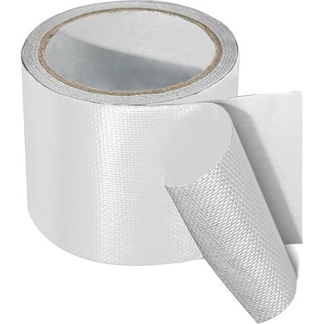 Ruban adhésif de réparation pour auvents, idéal pour réparer les bâches, les panneaux muraux, les couvertures de bateaux, les tentes et les voiliers. Imperméable, résistant aux UV, blanc. (1/5)