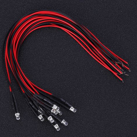 50 Stück Diodenverdrahtete, leuchtende LED-Perlen mit rundem Kopf und geradem Stecker, 12 V, 3 mm (1/5)
