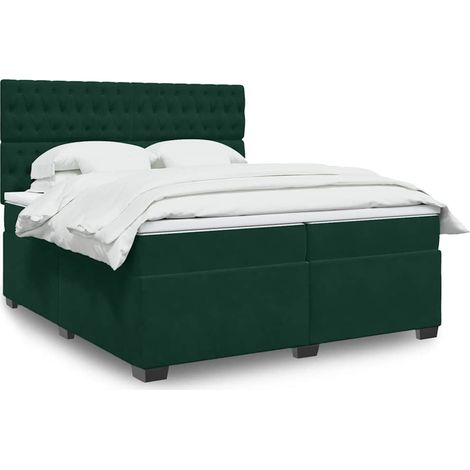 Boxspringbett mit Matratze Dunkelgrün 200x200 cm Samt