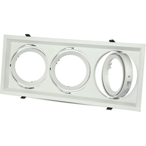 V-TAC VT-7223 PORTAFARETTO TRIPLO ORIENTABILE DA INCASSO PER LAMPADINE AR111 - SKU 3577 (1/5)