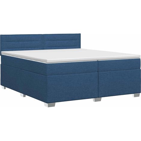 Cama box spring con colchón con cabecera Azul 200 x 200 cm Tela vidaXL (1/5)