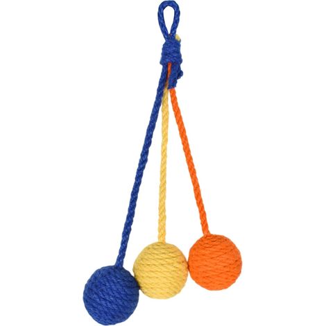 Giocattolo per gatti in sisal, palla in sisal da appendere per gatti, palline in sisal con campanellino per gatti, tiragraffi per gatti da interno (1/5)