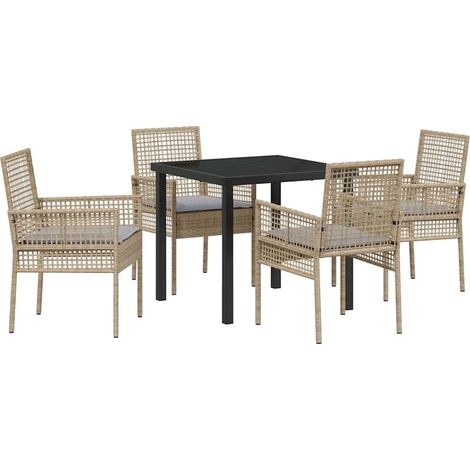 Ensemble de salle à manger pour jardin 5 pcs,Salon de jardin Beige Poly rotin CFW60788 (1/5)