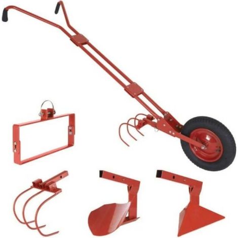 OSE – Houe maraichère à roue 150 cm – Manche en métal – 4 accessoires inclus – Roues gonflables pour terrains accidentés (1/5)