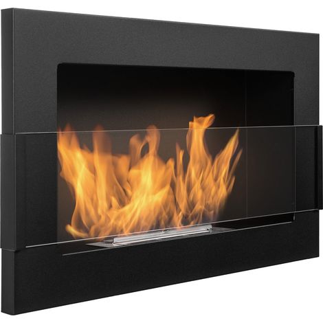 Cheminée bioéthanol murale ou encastrable 65 cm avec vitre (1/5)