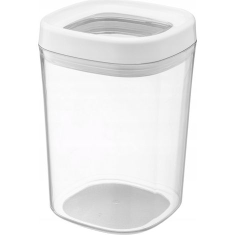KADAX Boîte de rangement transparente en plastique avec couvercle pour farine, céréales, sucre et pâtes (1000 ml, blanc) (1/5)