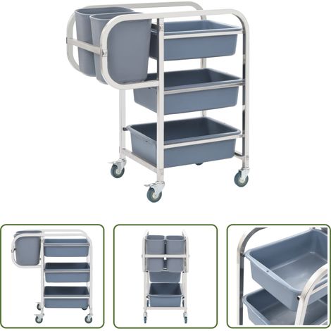 Chariot ménager - Chariot de cuisine avec récipients en plastique 82x43,5x93 cm (1/5)
