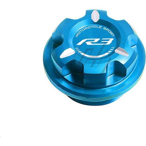 Convient pour Yamaha R3 2015-2023 : Bouchon de réservoir d'huile en alliage d'aluminium modifié CNC avec picot et boule de stationnement (le bouchon d'huile est bleu). (1/5)