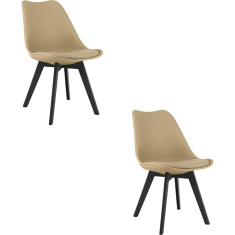 Chaise Mark - beige foncé / pieds noirs x 2 (1/5)