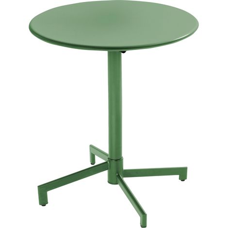 Table de jardin ronde bistrot avec plateau rabattable 70cm vert cactus - Palavas (1/5)