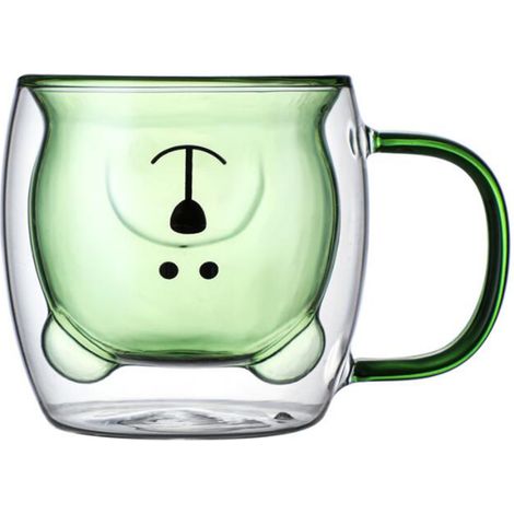 2 tazas de doble pared, con asa ergonómica, de vidrio de borosilicato, resistentes al calor y al frío, para el hogar y la oficina. (1/5)