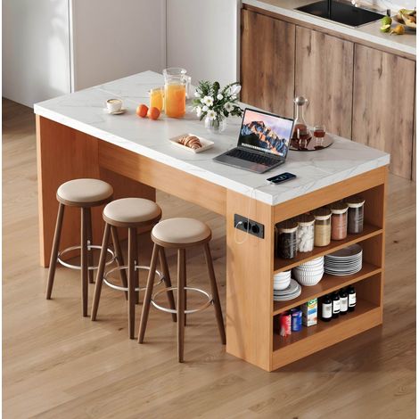 Meuble de cuisine 155 x 80 x 90 cm avec LED et prises DESVIAE (1/5)