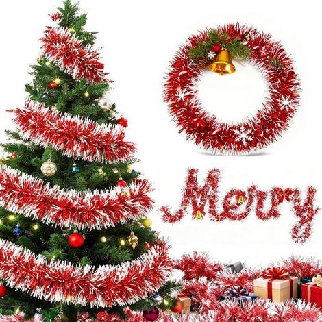 20m Guirlande Sapin de Noel Artificiel Rouge Guirlandes de Noël Decoration Noel pour Exterieur Interieur Porte Murs Escalier (1/5)