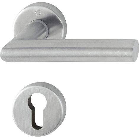 Garniture de poignée avec rosace PZ Cylindre profilé, acier inoxydable, Inox Mat (1/5)