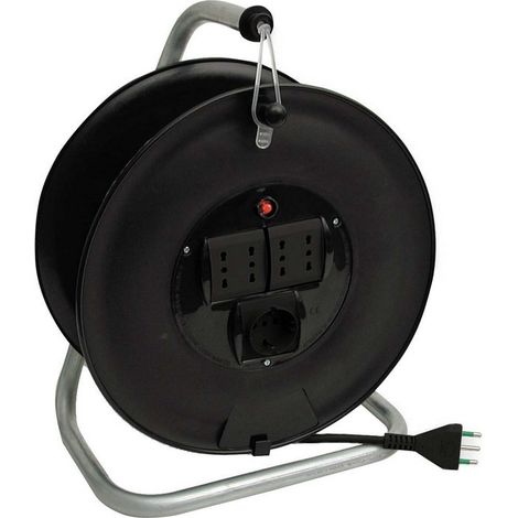 ELEKTRISCHES VERLÄNGERUNGSKABEL MT.25 KABEL 3X1,5 - 4 STECKDOSEN BIPASSO + SCHUKO MIT STATIV (1/3)