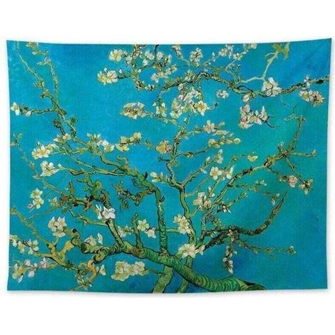 Tapisserie Van Gogh Branches D'Un Amandier En Fleurs Tapisserie Tenture Murale Art Décoration D'Intérieur Pour Salon Chambre Salle De Bain Cuisine Dortoir