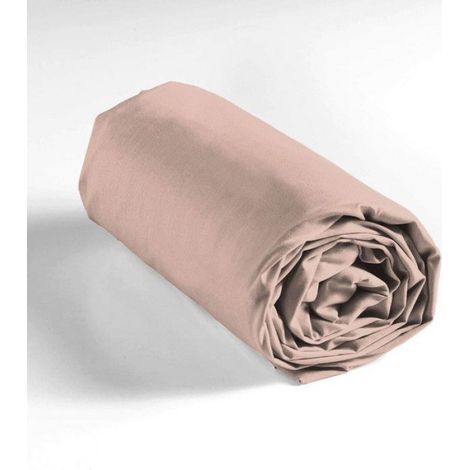 Drap housse 90x190 cm - Bonnet 30 cm - 100% coton - Rose DRAP HOUSSE (1/5)