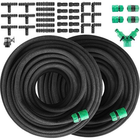 Tuyau Poreux Microporeux pour Irrigation Goutte à Goutte, Tuyau Économiseur d'Eau pour Arrosage, Jardins, Pelouses, Terrasses, Flexible Irrigation Kit (100m) (1/5)