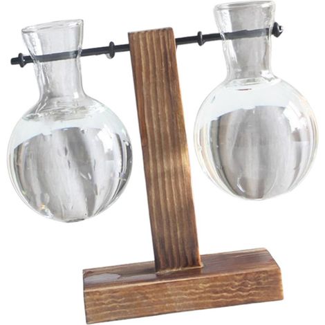 Tube à Essai Support En Bois Pour Vase à Fleurs Pour Plante Hydroponique Avec 2 Vases (B) (1/5)