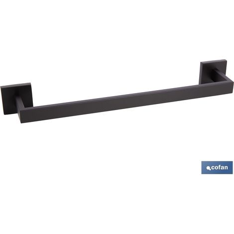 Portasciugamani in acciaio nero opaco con design quadrato serie Faial 45 x 8 x 5,5 cm (1/4)