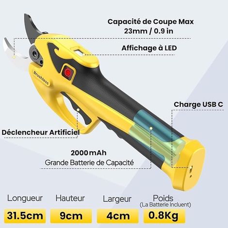 Sécateur Électrique Sans fil, 23mm Sécateur Électrique (1/3)