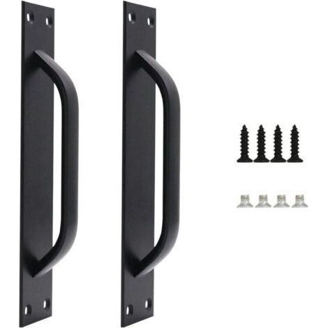 Ahlsen Set of 2 Barn Door Handle, Barn Door Handle, Solid Steel Door Handle, Heavy Sliding Door Handle for Kitchen, Furniture, Including Screws, Black,200MM (1/4)