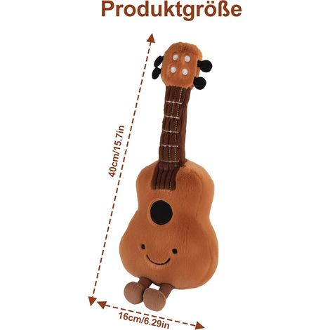 Peluche Instrument de Musique JeiibrZui - Guitare en Peluche - 38 cm - 1 Pièce - Décoration Douce pour le Salon et la Chambre - Cadeau Idéal pour les Enfants (1/5)