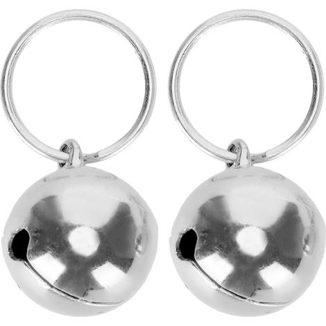 Cloches en cuivre anti-perte résistantes à la rouille, 2 pièces, son croustillant, décoration de collier rond pour chien et chat (argent)