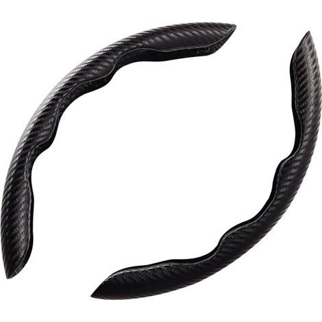 Universal Car Steering Wheel Cover, Set of 2 Universal Carbon Fiber Steering Wheel Covers, Interior Accessory, Ultra Lightweight, for Most Cars (Black) (1/5)